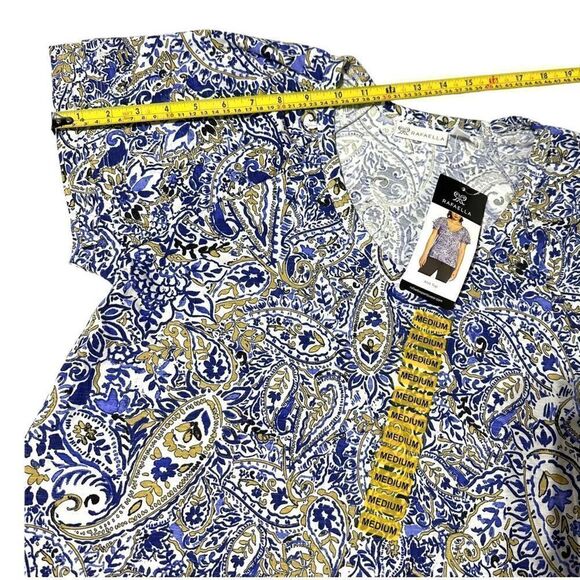 Rafaella Women’s Knit V-Neck Ruffled Short Sleeve Fashion Top - Picture 7 of 8